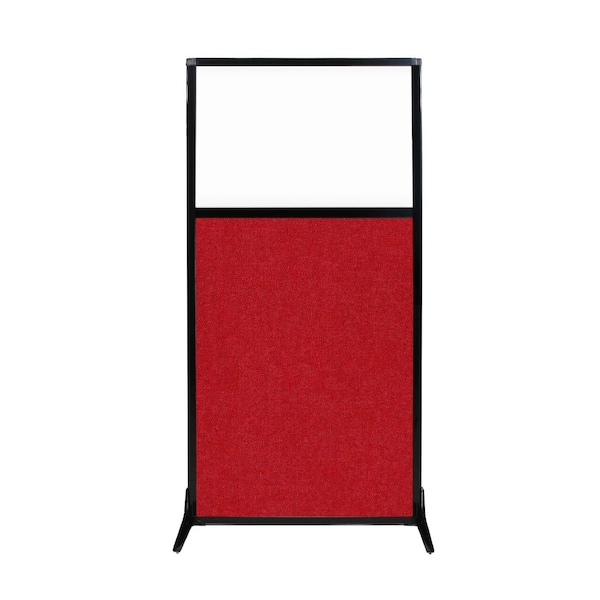 Work Station Screen 33" x 70" Red Fabric With Clear Window